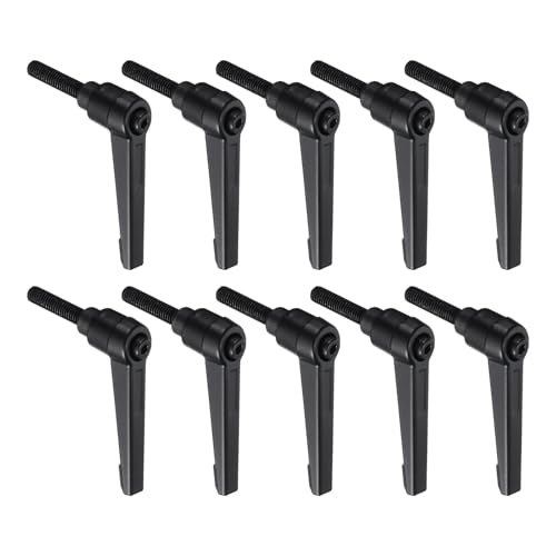uxcell 10pcs Lever Adjustable Handles M6 x 25mm Metric Male Thread, Level Clamping Handle Hand Stud Knobs Rotating Screw Handles Bolts with Locking Lever, Black - size: M6 x 25mm