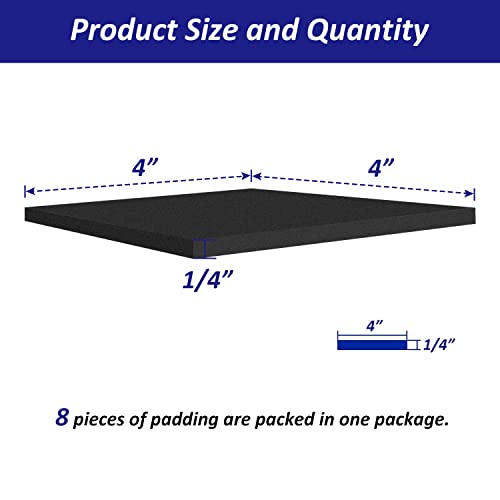 Foam Padding Sheets with Adhesive Backing - 1/4" Thick Self Stick Neoprene Insulation Foam,1/4 Inch Thick X 4 Inch Long X 4 Inch Wide (4, 1/4Inch x 4Inch x 4Inch) - size: 4In*4In*1/4In