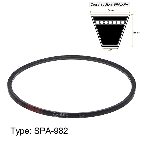 HARFINGTON SPA-982 V-Belts Drive Belt 982mm Pitch Girth 13mm Width 10mm Height Rubber for Power Transmission - size: 982mm
