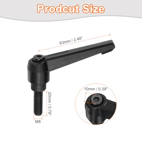 uxcell 1Pcs M8 x 20mm Adjustable Knobs Handle Male Thread Push Button Ratchet Quick Release Locking Rotating Bolt for Lathe Machinery, Black - size: M8 x 20mm