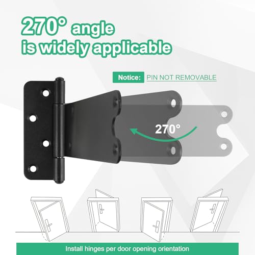 6“ Gate Hinges,280 Lbs Capacity,6 Pack Matte Black Heavy Duty Hinge - size: 6“-6 pcs-U-Matte Black