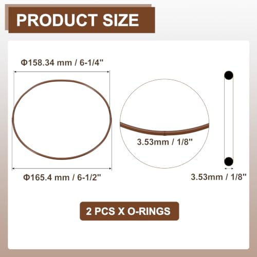Fluorine Rubber O-Rings 6-1/2" OD, 6-1/4" ID, 1/8" Width 2PCS - size: 6-1/2" OD, 6-1/4" ID, 1/8" Width