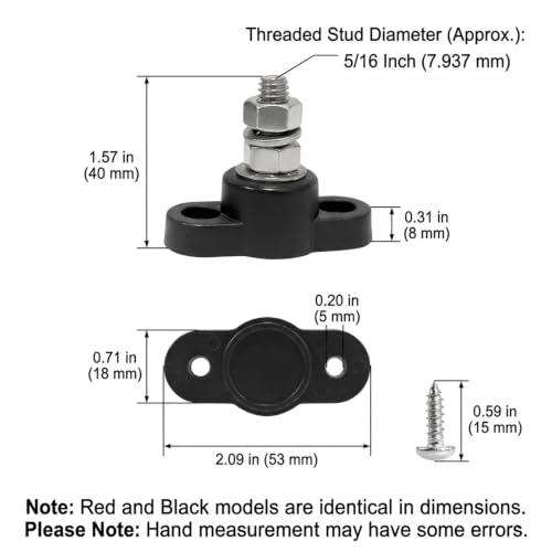12V 150A Power Distribution Block, 2PCS 5/16 Inch Single Stud M8 Terminal Bus Bar, DC Battery Junction Post for Auto Boat Marine Solar System Positive Negative Connection