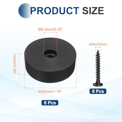 MECCANIXITY Rubber Speaker Isolation Feet,1.18"x0.39" Black Anti-Vibration Base Pad with Screws Amplifier Stand Feet Mat for Electronic Speaker Guitar HiFi Home Theater Sound System, Pack of 8 - size: 1.18"x0.39"