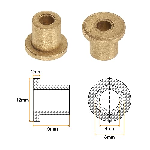 HARFINGTON 8pcs Flange Bearing Sleeve 4mmBore,8mmOD,10mm L,Bronze Bushing - size: 4mm x 8mm x 10mm
