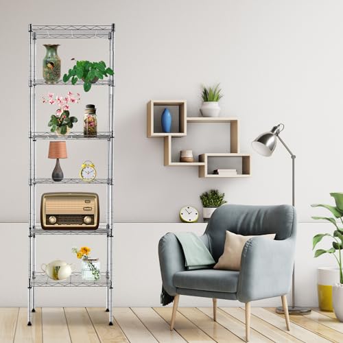 PayLessHere | 6-Tier Wire Shelf | 17"x12"x64" | Chrome - color: Chrome, size: 17"D x 12"W x 64"H