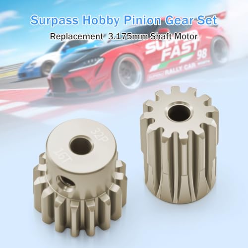 32P Pinion Gear Sets 12T 13T 14T 15T 16T for Shaft 3.175mm RC Motor Compatible with HPI Kyosho Losi Axial Tamiya 1/10 RC Car Monster Truck Upgrade Parts (7075 Aluminum) - size: 12T 13T 14T 15T 16T