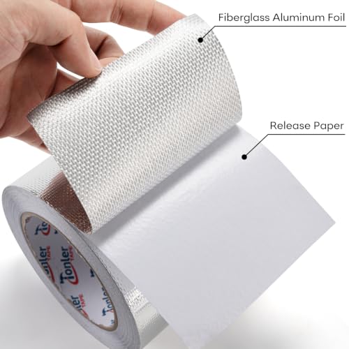 Fiberglass Aluminum Foil Tape 4" x 82ft Flame Retardant Heat Reflective - size: 4in×82ft