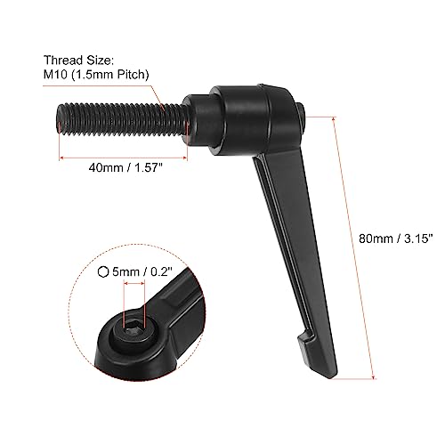 HARFINGTON 8pcs Adjustable Clamping Lever Handles M10 x 40mm Male Thread Bolt Knobs Rotating Screw Locking Quick Release Ratchet Push Button Handle, Black - size: M10 x 40mm
