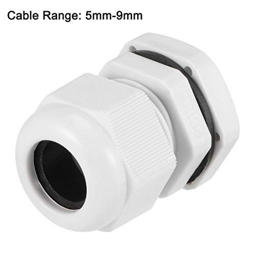 uxcell 10Pcs PG13.5 Cable Gland 7mm-11mm Wire Hole Waterproof Nylon Joint Adjustable Locknut with Washer White - color: White, size: PG13.5