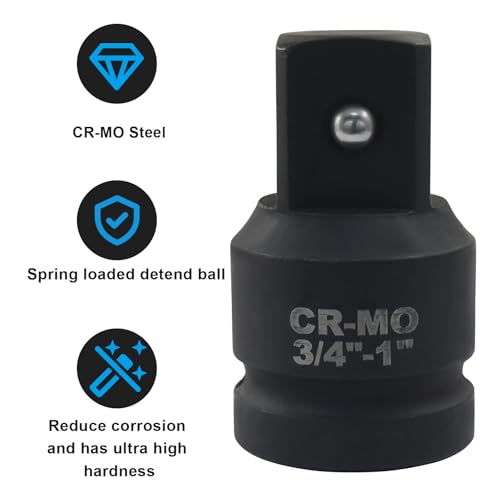 3/4" Female to 1" Male Impact Socket Adapter, Black Wrench Socket Adapter For Impact Driver - size: 3/4" to 1"