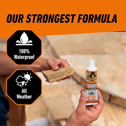 Gorilla Max Strength Construction Adhesive, Clear, 2.5 oz - size: 2.5oz, style: 1 Pack