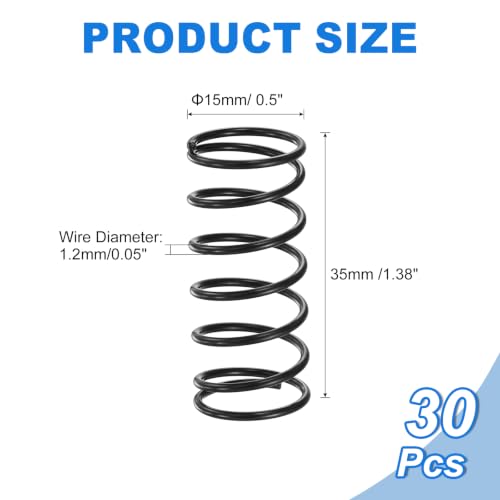 uxcell 30Pcs Compression Spring 15mm OD 1.2mm Wire Size 35mm Free Length - color: Black, size: 15mm x 1.2mm x 35mm