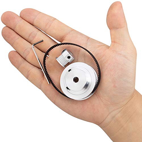 PAGOW GT2 Synchronous Wheel 20&60 Teeth 6.35mm Bore, Aluminum Timing Pulley with Length 200mm Width 6mm Belt (bore 6.35mm(1pcs a Set) for 3D Printer) - style: bore 6.35mm(1pcs a set)