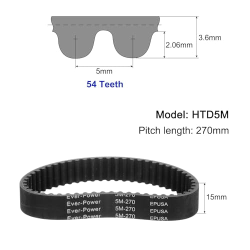 uxcell 3pcs HTD-5M Rubber Timing Belt 54 Teeth, 270mm Pitch Length x 15mm Width x 3.6mm Height, Closed Loop Pulley Timing Belt - size: 270mm