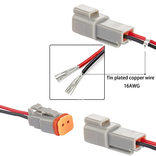 5 pack 2 wire connector 2Pin quick disconnect 7.9inches 16AWG Wire - size: 2pin connector grey
