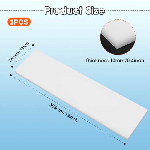 Hdpe Sheet 0.4 Inch Thick, 3" x 12" High Density Polyethylene Board, Thick Plastic Sheet for Craft, Plastic Cutting Board, Heavy Duty Industry - size: 3" X 12", style: 0.4" Thick