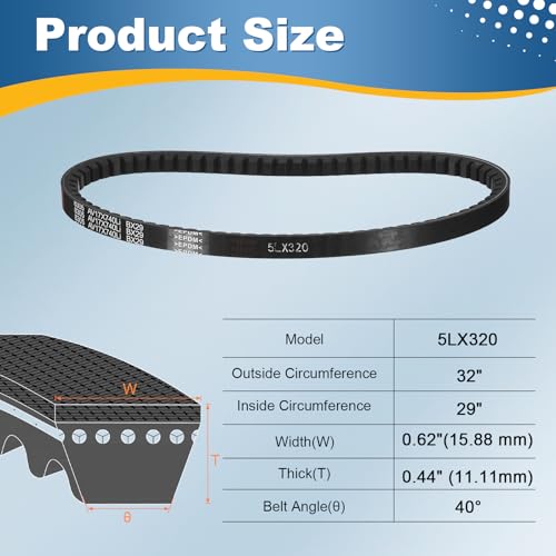 uxcell 5L320 Rubber V-Belt 32" Outer Circ 0.62" Width 0.44" Thickness - size: 5LX320