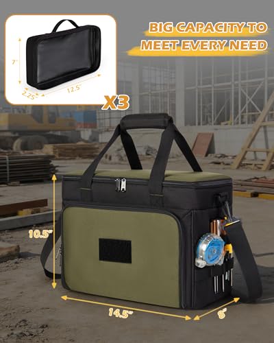Marscamd 2 Layers Tool Bag with 3 Clear Window Removable Cases - color: Black/Green
