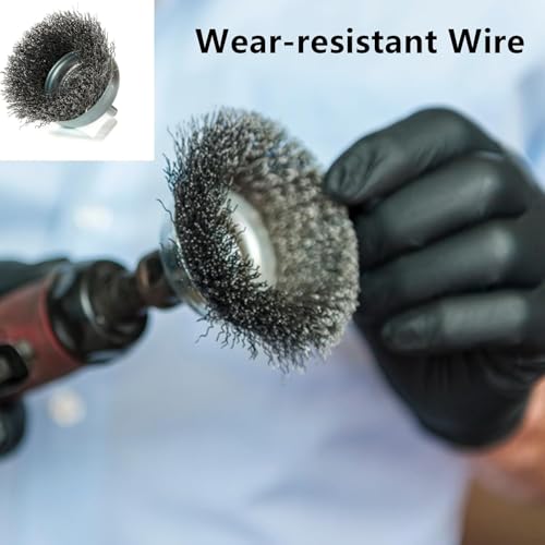 2 Inch Wire Cup Brush Set for Drill - 1/4 Inch Round Shank Abrasive Wire Cup Brush - Stainless Steel Crimped Carbon Steel Brush for Rust,Cleaning,Deburring,Removing Paint - style: 4pcs