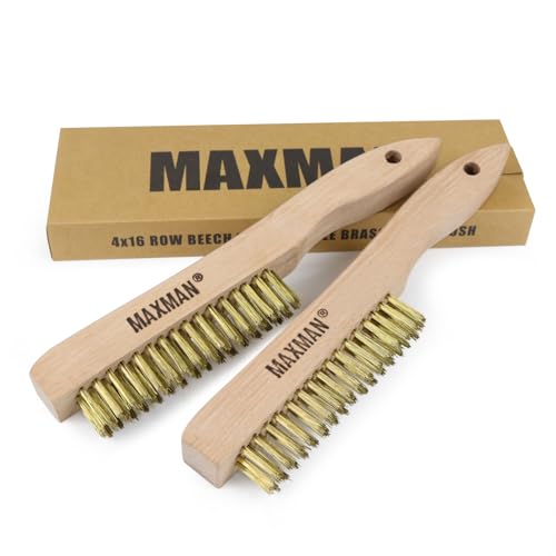 MAXMAN Brass Brush 10", 2Pcs Heavy Duty Brass Wire Brush, Rust/Weld Remover - style: 2Pcs Brass Brushes