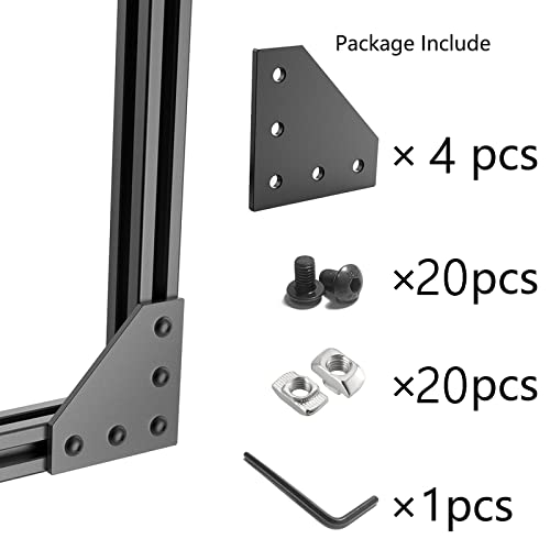 4pcs 3030 Series Aluminum Extrusion Connector Plate Set,Black L Shape 3030 Aluminum Profile Corner Bracket Joint Plate with 20pcs T Nuts and Screws,for T Slot Aluminum Extrusion Profile - style: 4Sets L Black with Screws