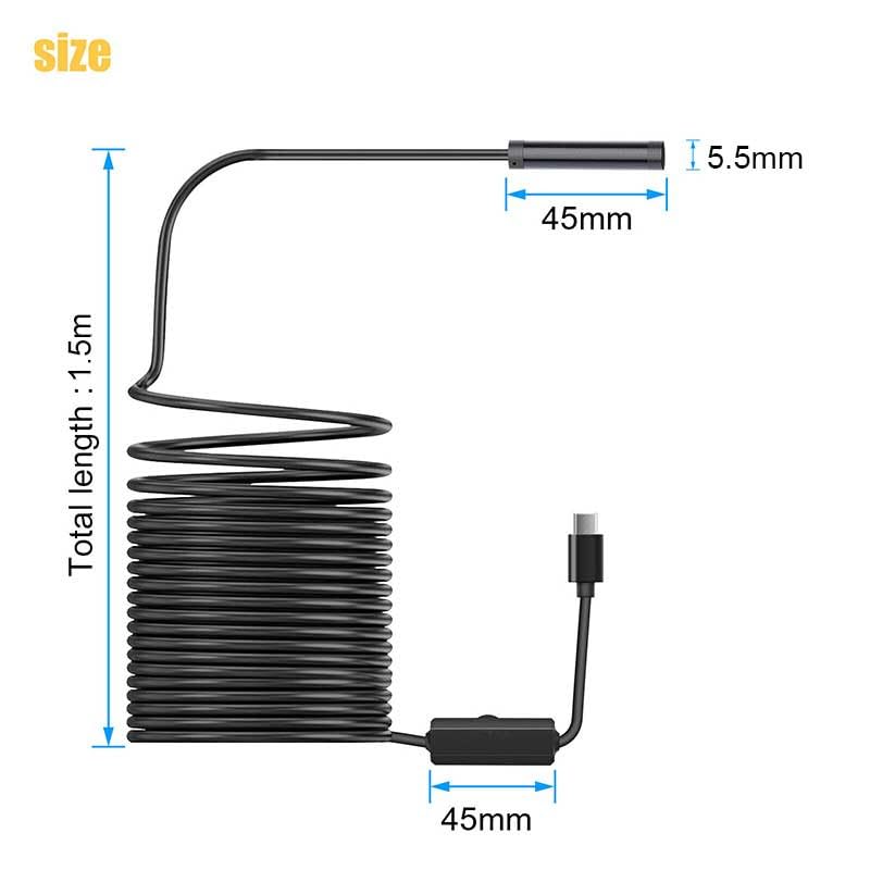 Three in one 5.5mm Mobile Phone Endoscope, Automotive Pipeline Repair Tool, high-Definition Camera, Industrial Probe