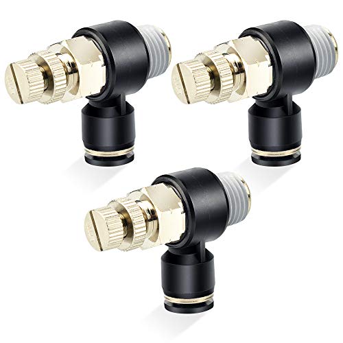 TAILONZ 1/4" x 3/8" NPT SL-1/4-N3 Elbow Flow Control Valve 3Pcs - size: 1/4"OD3/8"NPT