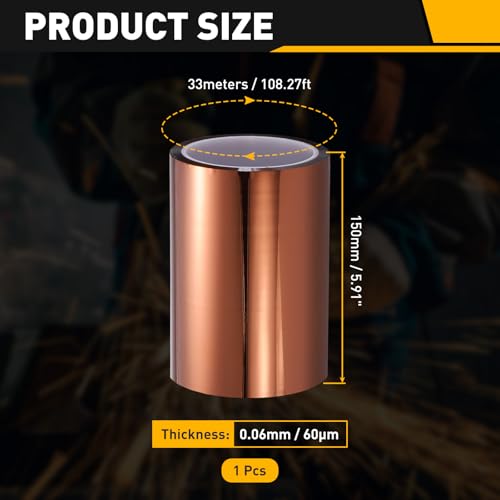 uxcell Heat Tape, 150mm x 33m (108ft) Polyimide Heat Transfer Sublimation Tape No Residue High-Temperature Resistant Tapes for Heat Press Soldering Circuit Board, Brown - size: 150mm x 33m (108ft)