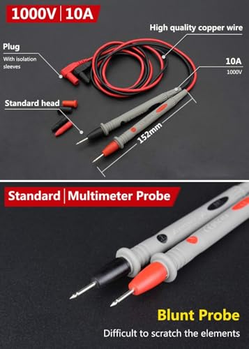 1000V 10A Multimeter Test Leads Probes Banana Plug, 2set Digital Multimeter Probes Electrical Test Probe (4 PcsTest Leads Probes) - color: red&black-4