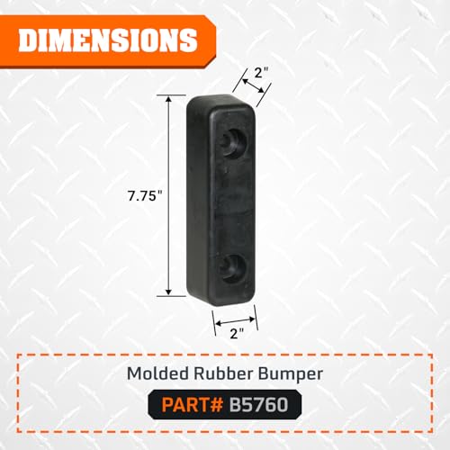Buyers Products B5760 Molded Rubber Bumper, 2 X 2-1/4 X 7-3/4 Inch, Bumpers For Truck And Trailer Protection, Durable Dock Bumper For Equipment And Delivery Bays, Pack of 2 - size: 2 x 2-1/4 x 7-3/4, style: Rectangle - 2 Pack