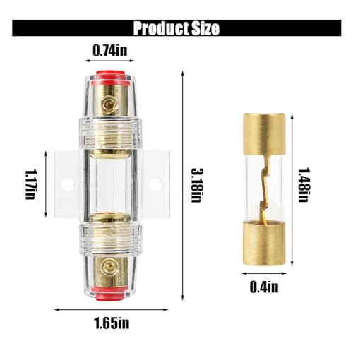 smilfuy 2PCS 4-8 Gauge AWG in-line Fuse Holder with 4 100A AGU Fuses - size: 6PCS