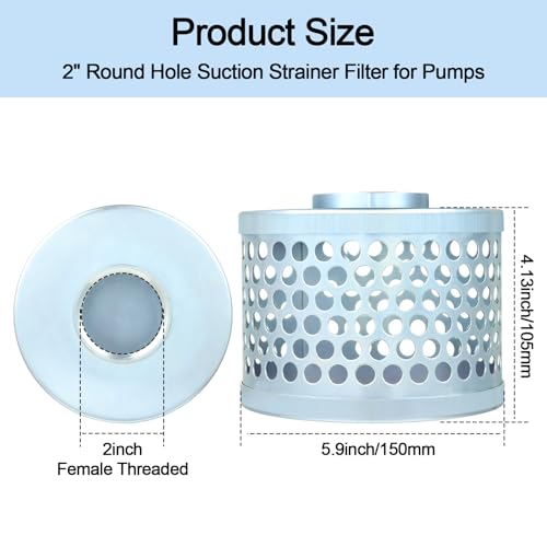 Carbon Steel Round Hole Suction Strainer Filter for Water Pumps - 2 inch - size: 2 inch