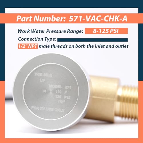 Upgraded Brass RV Vacuum Breaker Check Valve 571-VAC-CHK-A