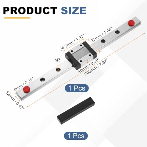 uxcell MGN12 200mm Linear Sliding Rail Guide Linear Motion Guideway - size: 200mm