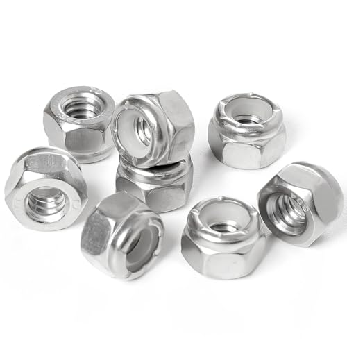 1/4-20 Lock Nut Nylon Insert Hex Locknuts Locking Hex Nuts 304 Stainless Steel 60pcs - size: 1/4-20