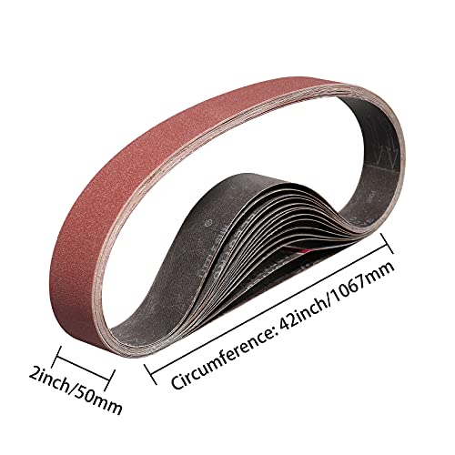 14 Pack 2X42 Sanding Belts 40/60/80/120/180/240/400 Grit - size: 2 x 42 in (10 Pck)