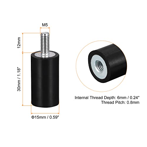 uxcell Rubber Mounts 8pcs M5 Male/Female Vibration Isolator Shock Absorber, for Garage Motor Air Compressor Car Boat Bobbins, D15mmxH30mm - size: M5x15mmx30mm