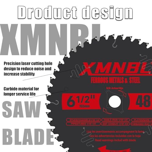 6-1/2 Inch Metal Cutting Blade,Replace for Diablo D0648CFX 6-1/2" Metal Cutting Circular Saw Blade,Compatible with 6 1/2 Inch Circular Saw,Cermet Carbide Up to 5X Longer Life 5/8 Arbor - size: 6 1/2 Inch 48T Metal Saw Blade