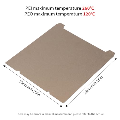 BORDSTRACT Double-Sided Build Plate, PEO Diamond Pattern + PEI Spray Texture Spring Steel 235x235mm Without Soft Magnetic Base, Hot Bed Platform for K1 3D Printer - style: PEI spray + PEO diamond 235*235mm
