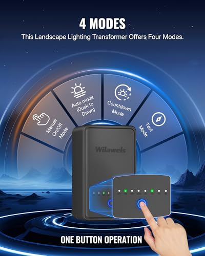 100W Low Voltage Landscape Transformer, Weatherproof Outdoor Low Voltage Transformer, 120V AC to 12V DC, Landscape Lighting Transformer with Timer and Photocell Sensor, ETL Listed A02LT06