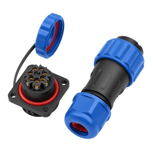 TY20 7 Pin 5A Male Female Waterproof Connector, M20 Thread, Cable Plug Socket Solder-Free for 250V Power Outdoor Device DIY Boat Surfboard - color: Screw Mount, size: 7 Pin 5A