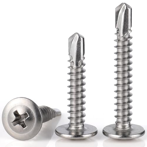 VGBUY 100pcs Self Drilling Screws for Metal,#8 x 1 3/4 Inch 410 Stainless Steel Self Tapping Sheet Metal Screws,Self Tapping Screws for Metal,Modified Truss Head - color: Silver Modified Truss Head, size: #8 x 1-3/4 inch