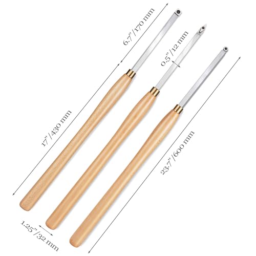 Woodturning Carbide Lathe Tools, 23.7" Pro Size Wood Turning Tool Set of 3 Rougher Detailer Finisher - style: Pro