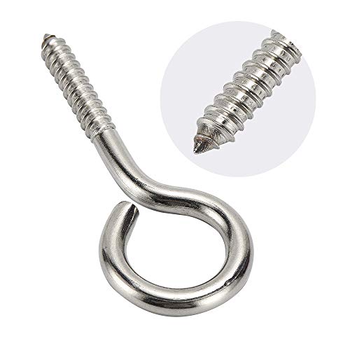 4-7/8 Inch Screw Eye Hooks, Heavy Duty Eye Bolt, Silver, 10 Pack - size: 3/8 in x 4-7/8 in