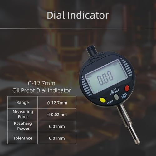 Electronic Digital Dial Gauge,with A Range of 0.5in/12.7mm and A Digital Indicator Accuracy of 0.01mm/0.0005 "Metric and Imperial Measure Tool Electronic Dial Gauge of 3D Printing and CNC Machine - size: 0.5 in/0.01