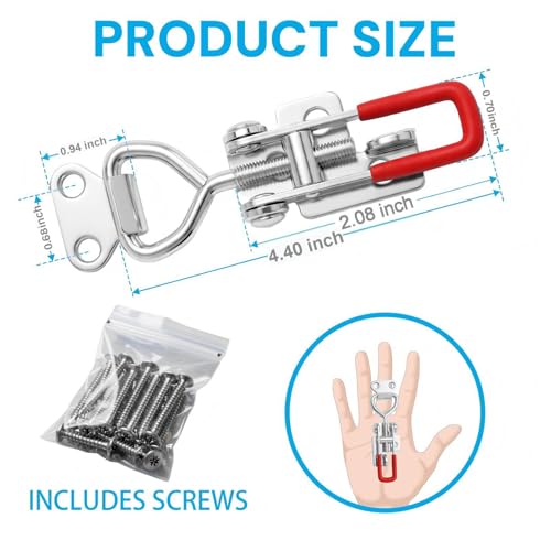 6 Pack Toggle Latch Clamp 4002P, 304 Stainless Steel Adjustable Toggle Latch, 330Lbs Holding Capacity, Quick Release Pull Latch with Screw, for Lid Jig, Smoker Door, Tool Box, Trunk(w/Padlock Hole) - style: 4002-with padlock