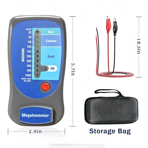 Insulation Tester/Megohmmeter,Maximum measurable Range: up to 1000 megohms,The Megohmmeter can be Used with Motors, Electrical appliances, Electrical Instruments, etc., for Insulation Testing
