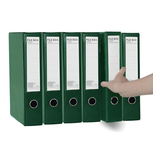 6 Pack Foldable Plastic Box Files A4 with Metal Clip(Green) - color: green, size: with clip