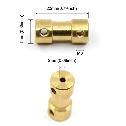 8 Pcs 2mm to 2mm Brass Connector Copper DIY Motor Flexible Shaft Coupling Joint Connector with Screws for Small Motor (2mm to 2mm) - size: 2mm to 2mm
